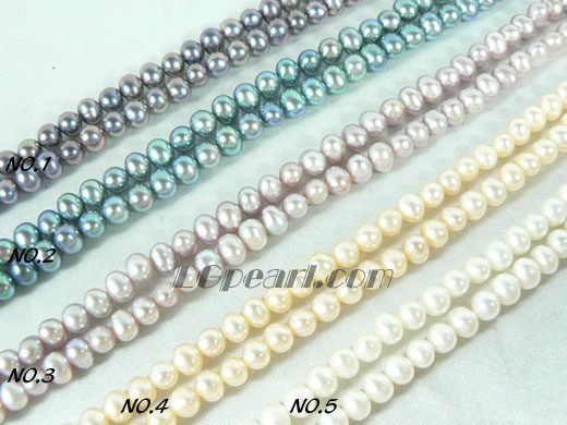 fashionable colourful freshwater potato pearl strand of 4-5mm