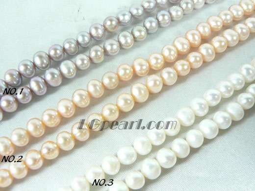 white, pink and purple freshwater potato pearl strand of 5-6mm
