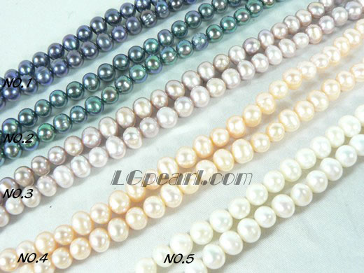colourful freshwater potato pearl strand of 6-7mm