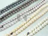 white, pink, peacock blue and peacock green potato pearl strand
