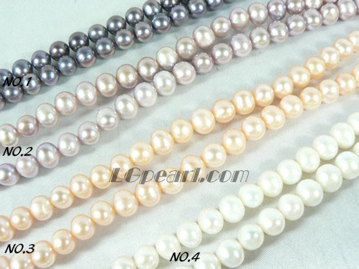 white, pink, purple and peacock blue potato pearl strand of 7-8mm