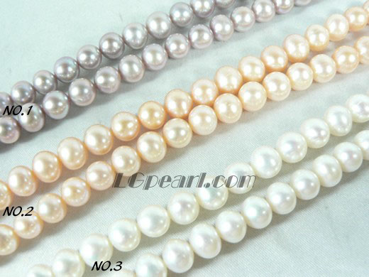 elegant white, pink and purple potato pearl strand of 7-8mm
