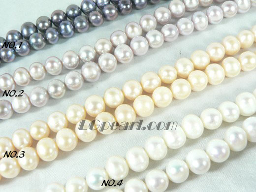 8-9mm white, pink, purple and peacock blue potato pearl strand