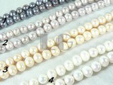 8-9mm white, pink, purple and peacock blue potato pearl strand