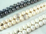 white, pink and peacock blue potato pearl strand of 9-10mm