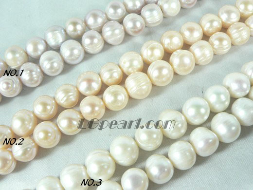 white, pink and purple freshwater potato pearl strand of 10-11mm