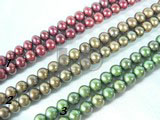 red wine, copper and peacock green potato pearl strand of 7-8mm