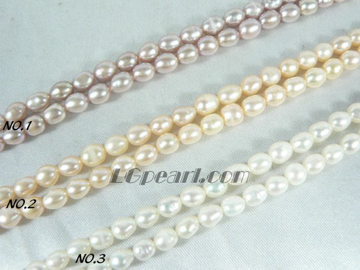 white, pink and purple rice pearl strand of 4mm