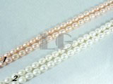 pink, white freshwater rice pearl strand of 4-4.2mm