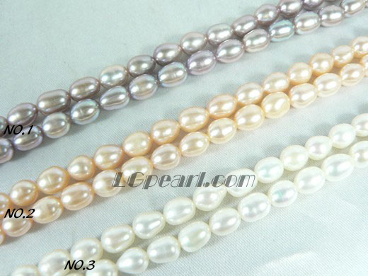 pink, white and purple freshwater rice pearl strand of 5-6mm