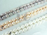 pink, white and purple freshwater rice pearl strand of 5-6mm