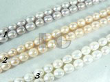 pink, white and purple freshwater rice pearl strand of 6-7mm