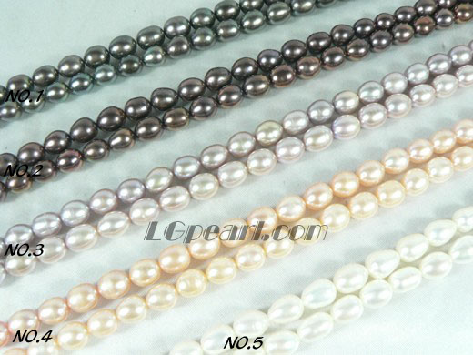 pink, white, purple, coffee and peacock blue rice pearl strand