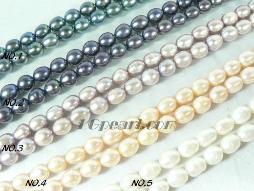 various colours freshwater rice pearl strand of 7-8mm