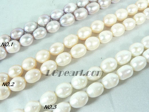 discount white, pink and purple rice pearl strand of 9-10mm