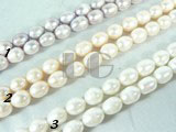 discount white, pink and purple rice pearl strand of 9-10mm