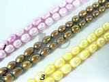 yellow, coffee and purple freshwater rice pearl strand of 6-7mm