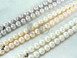 pink, white, and purple freshwater round pearl strand of 7-8mm