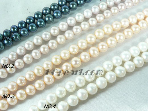pink, white, purple and peacock blue round pearl strand of 8-9mm