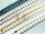 pink, white, purple and peacock blue round pearl strand of 8-9mm