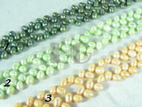 green, yellow and peacock blue wheat pearl strand of 6-7mm