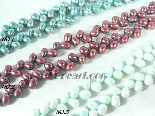 red wine, blue and peacock blue wheat pearl strand of 6-7mm