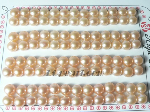 52 pairs pink bread freshwater loose pearl beads of 6.5-7mm
