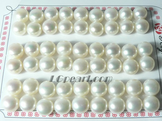 27 pairs white bread freshwater loose pearl beads of 9.5-10mm