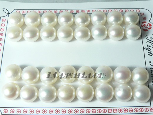 16 pairs white bread freshwater loose pearl beads of 11-12mm