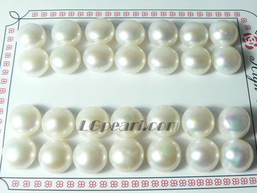 14 pairs white bread freshwater loose pearl beads of 12-12.5mm