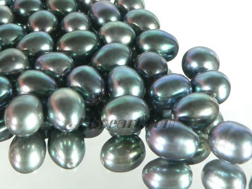 100pcs peacock green rice freshwater loose pearl beads of 6-7mm