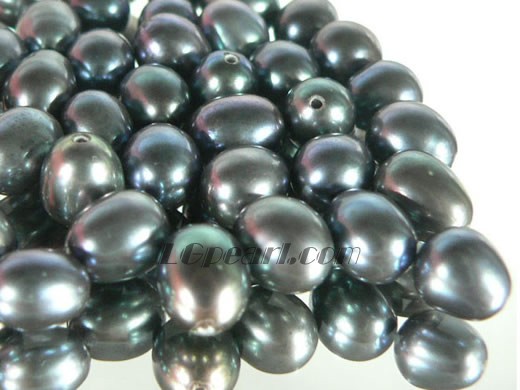 100pcs peacock blue rice freshwater loose pearl beads of 6-7mm