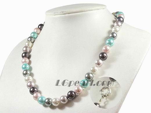 16 inches 10mm round shell pearl necklace of different colors