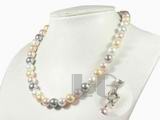 16 inches 10mm round shell pearl single strand colorful necklace