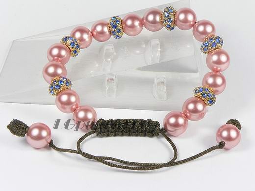 10mm pink shell pearl knitted bracelet with golden accessory