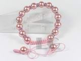 10mm pink shell pearl knitted bracelet with purple zircon