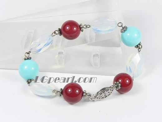 10mm red and 12mm blue shell pearl bracelet