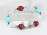 10mm red and 12mm blue shell pearl bracelet