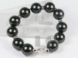 14mm black shell pearl bracelet with silver fitting