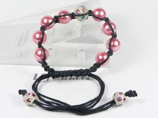 10mm beautiful round pink shell pearl knitted bracelet