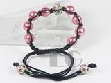 10mm beautiful round pink shell pearl knitted bracelet