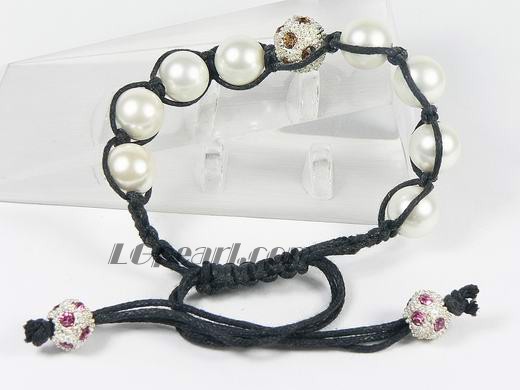 10mm beautiful round white shell pearl knitted bracelet