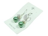green shell pearl and white potato freshwater pearl dangling earrings