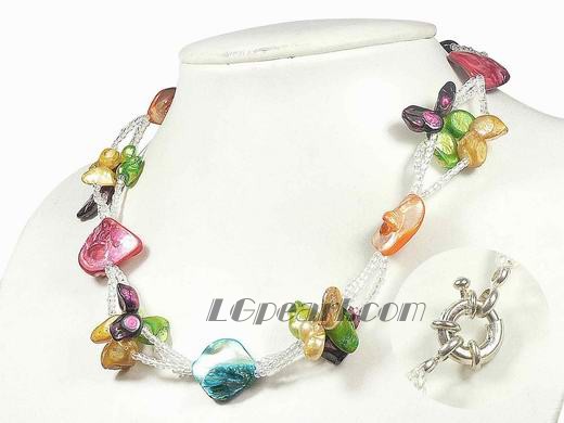 17 inches shell jewelry necklace with 8-9mm multicolor blister pearls