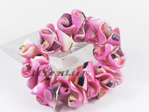beautiful peachblow flower shape sea shell bracelet