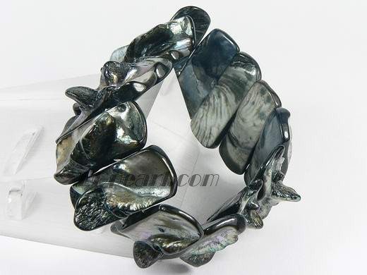 beautiful black irregular rectangle stretchy sea shell bracelet