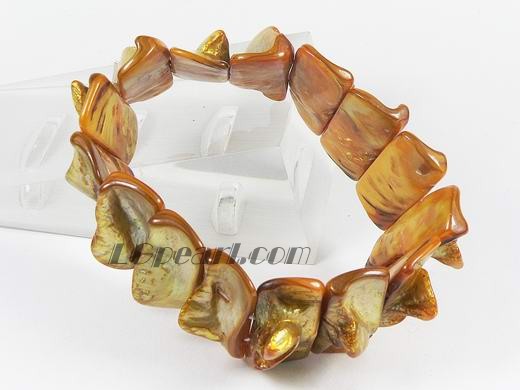 beautiful brown irregular rectangle stretchy sea shell bracelet