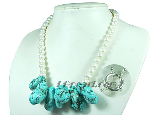 potato freshwater pearl and turqoise necklace