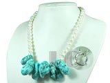 potato freshwater pearl and turqoise necklace