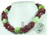 irregular red coral and green turquoise necklace